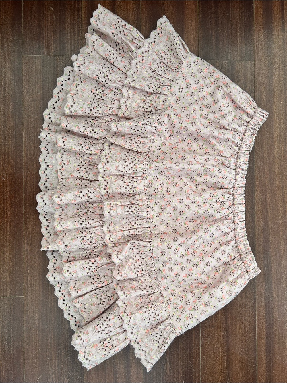Lucky Brand Pink Floral Eyelet Ruffle Skirt
